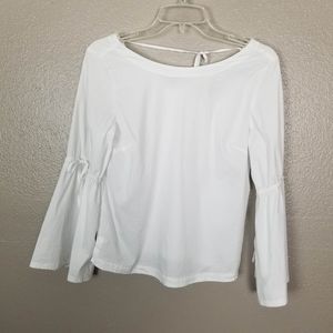 Loft White Peasant Blouse SP Flute Sleeve Boho